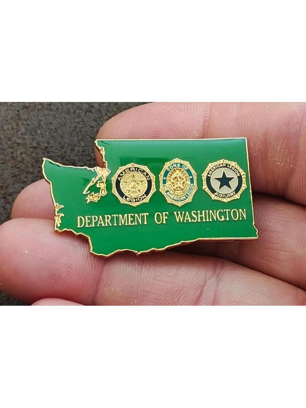 1990s American State Of Washington Gold Tone Green Enamel Pin
